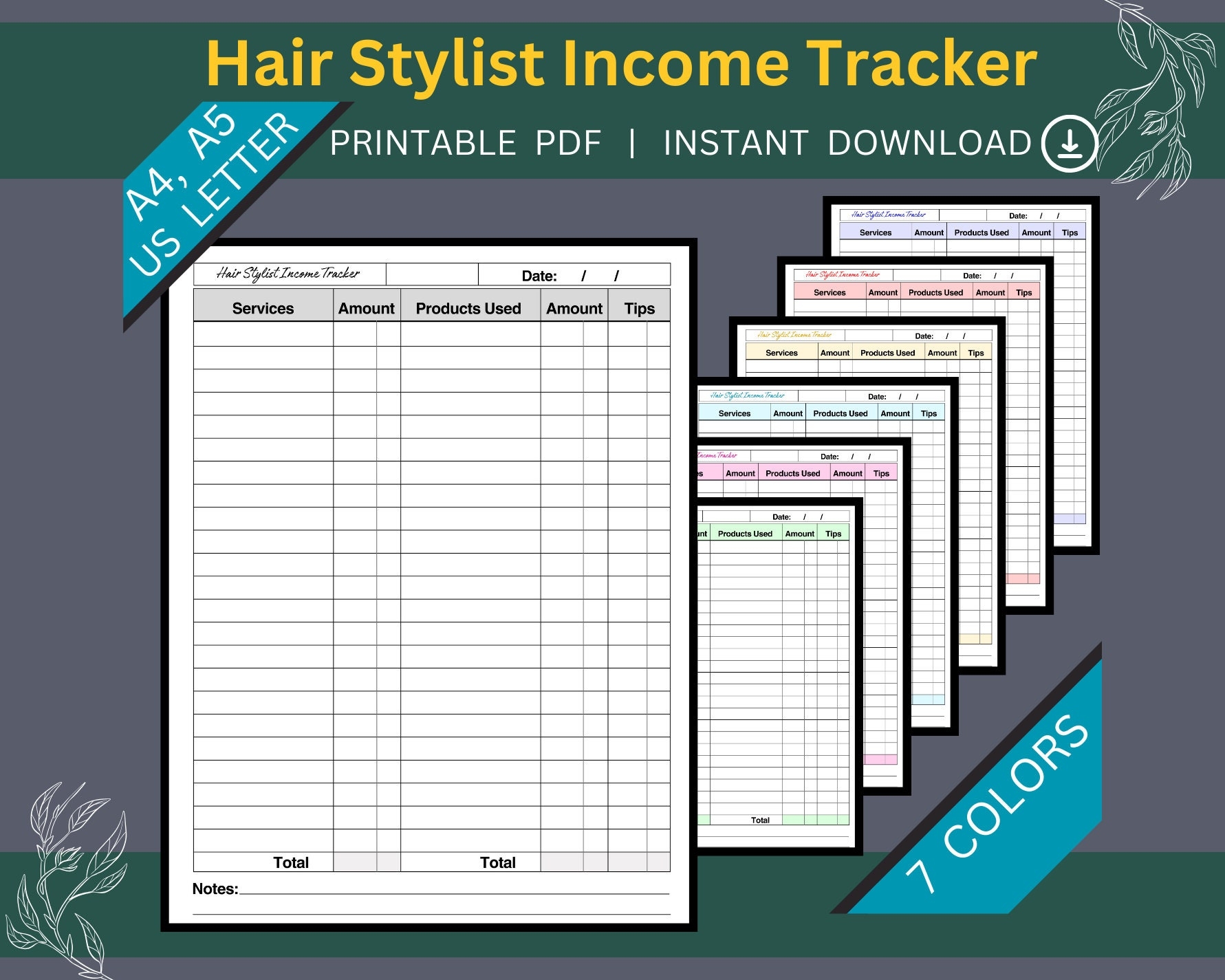 Hair Stylist Income Tracker Income Tracker For Hair Stylist Printable Income Tracker Hair Stylist Income Log Etsy