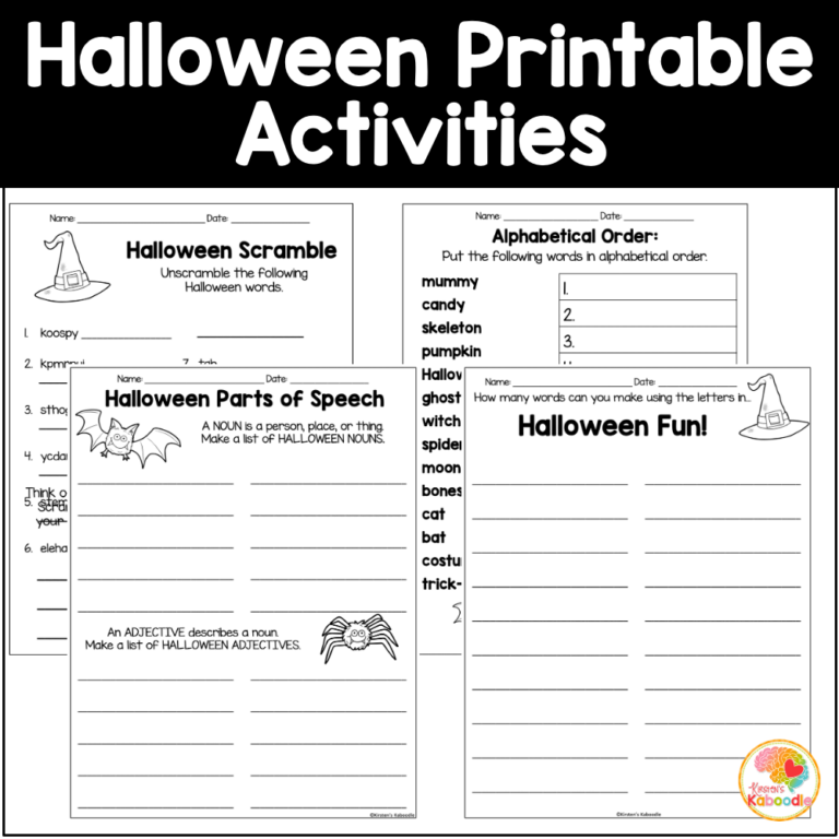 Halloween Literacy Activities NO PREP Language Arts Worksheets