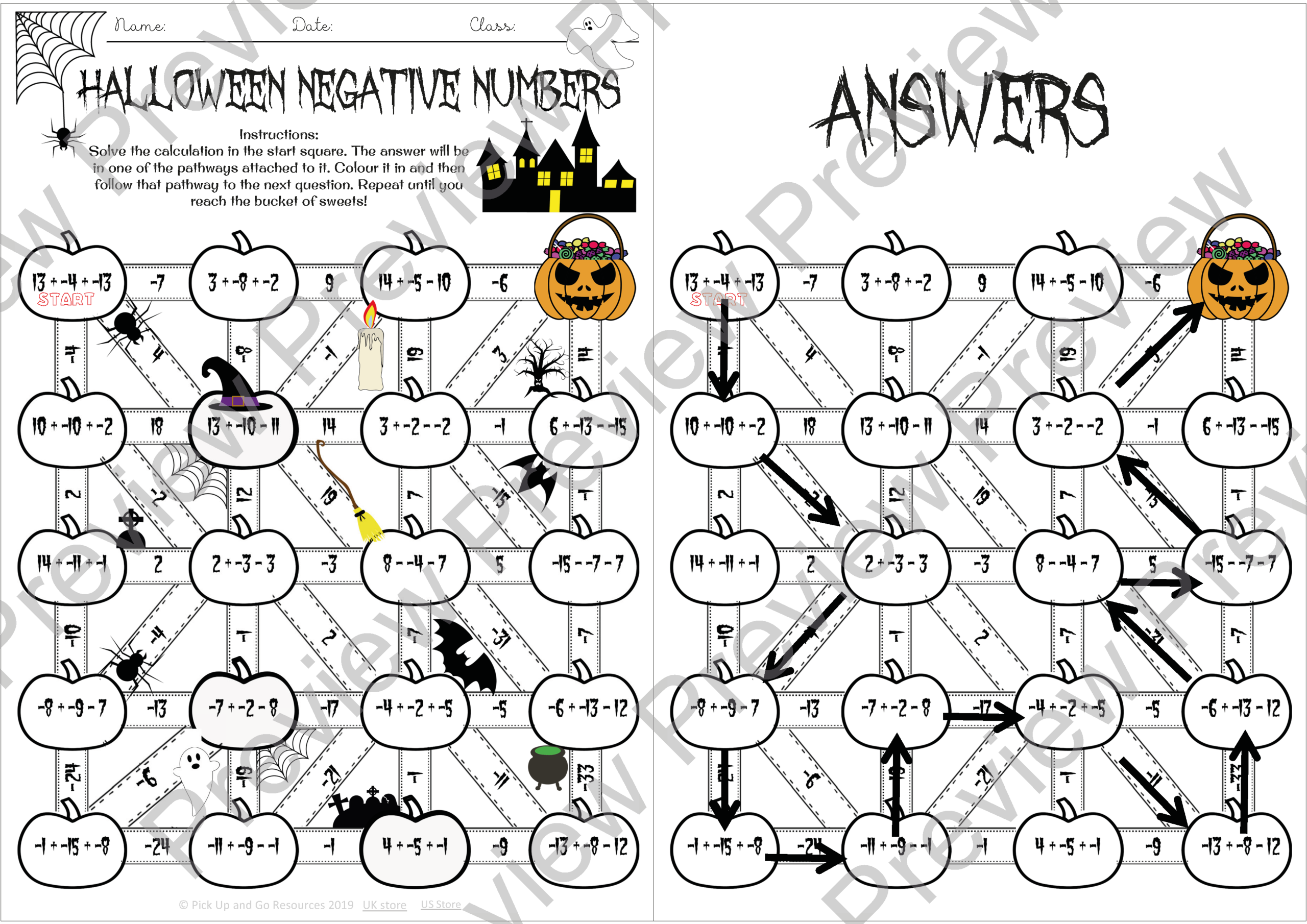 Halloween Maths Negative Numbers Maze Teaching Resources Worksheets Library Halloween Maths Negative Numbers Maze Teaching Resources Worksheets Library