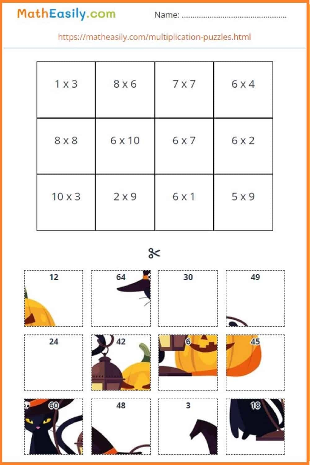 Halloween Multiplication Games ONLINE Printable Halloween Multiplication Games ONLINE Printable