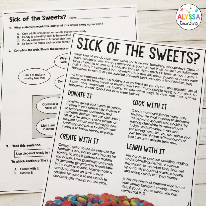 Halloween Reading Activities For 4th Grade Alyssa Teaches
