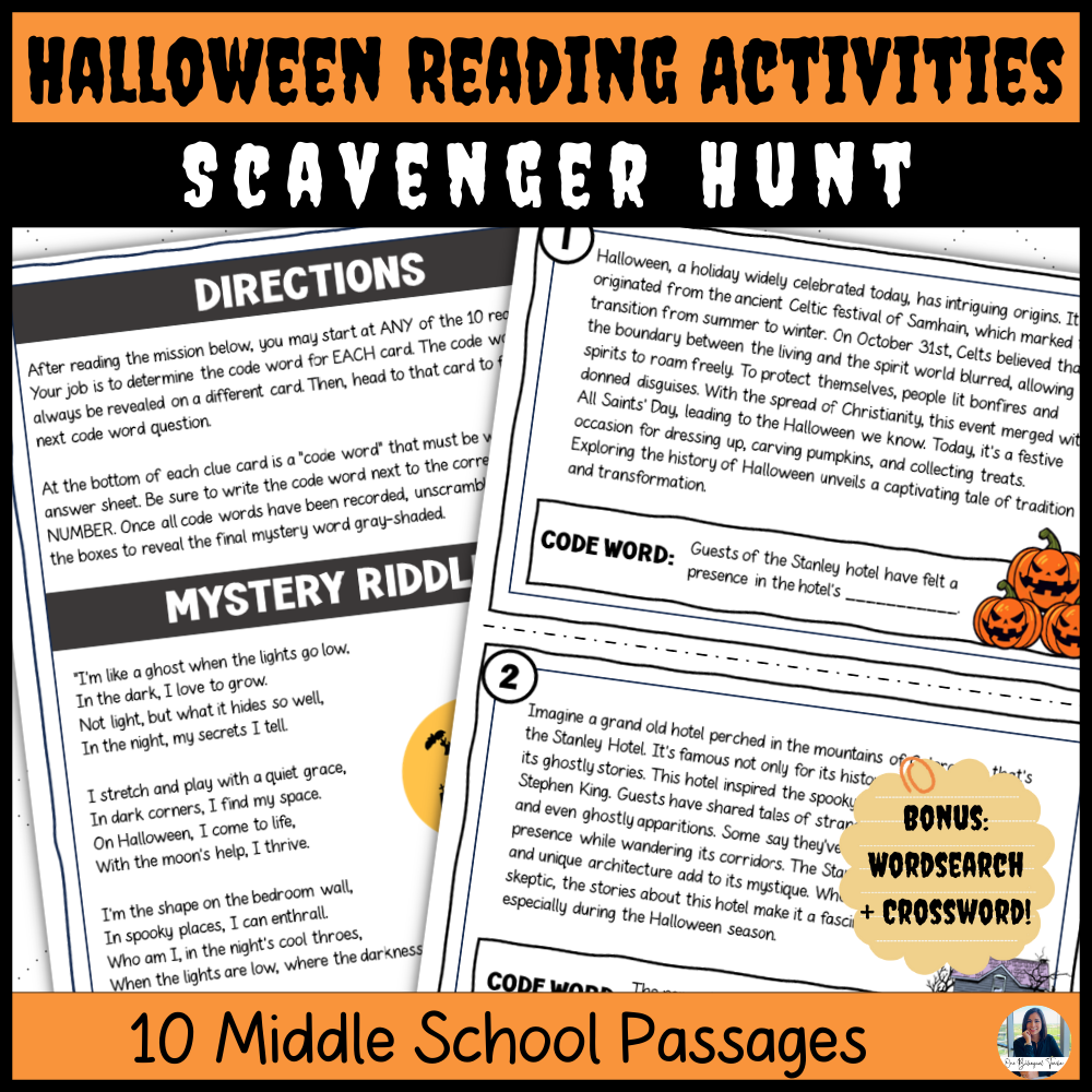 Halloween Reading Comprehension Activities For 6th 7th U0026 8th Halloween Reading Comprehension Activities For 6th 7th U0026 8th