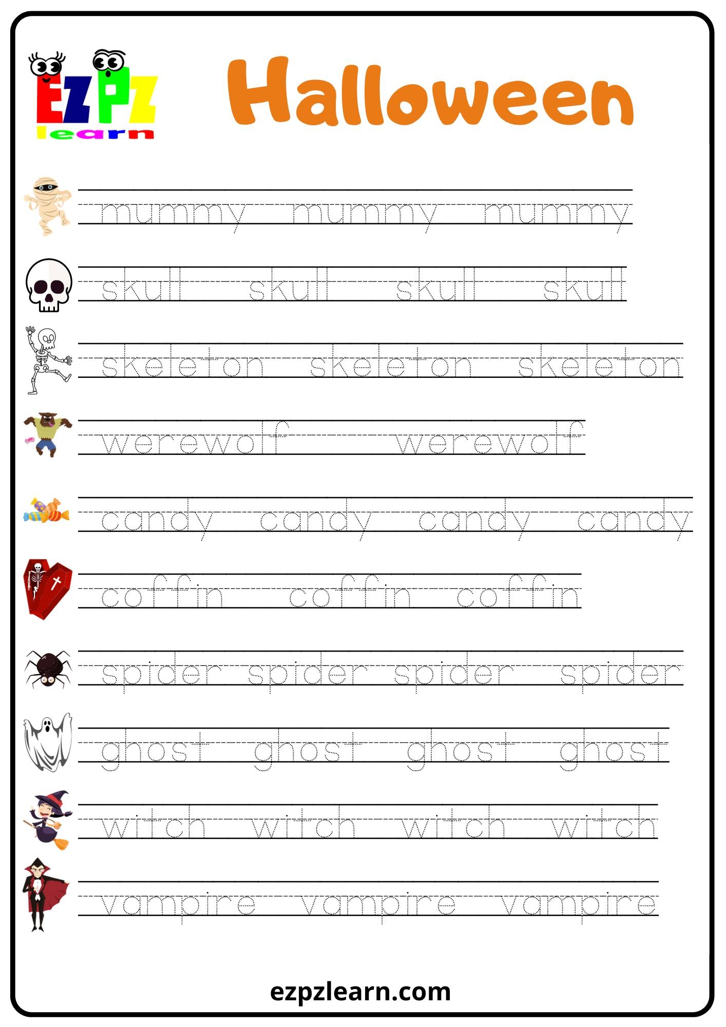 Free Printable Halloween Handwriting Worksheets