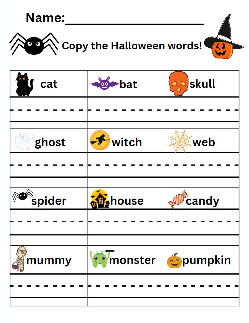 Halloween Worksheet For Kids Halloween Activity Worksheets For Kids Halloween Printable Halloween Activity Download Halloween Etsy