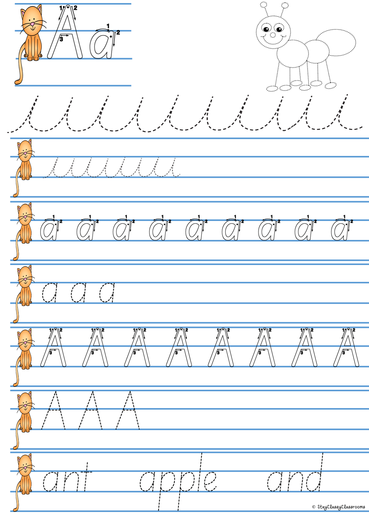 Handwriting Booklets SOUTH AUSTRALIAN PRINT Font Stay Classy Classrooms