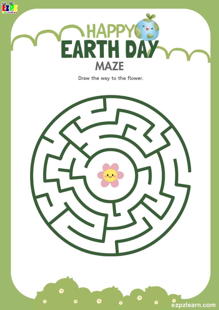 Happy Earth Day Maze Activity For Kids Free Printable PDF Ezpzlearn