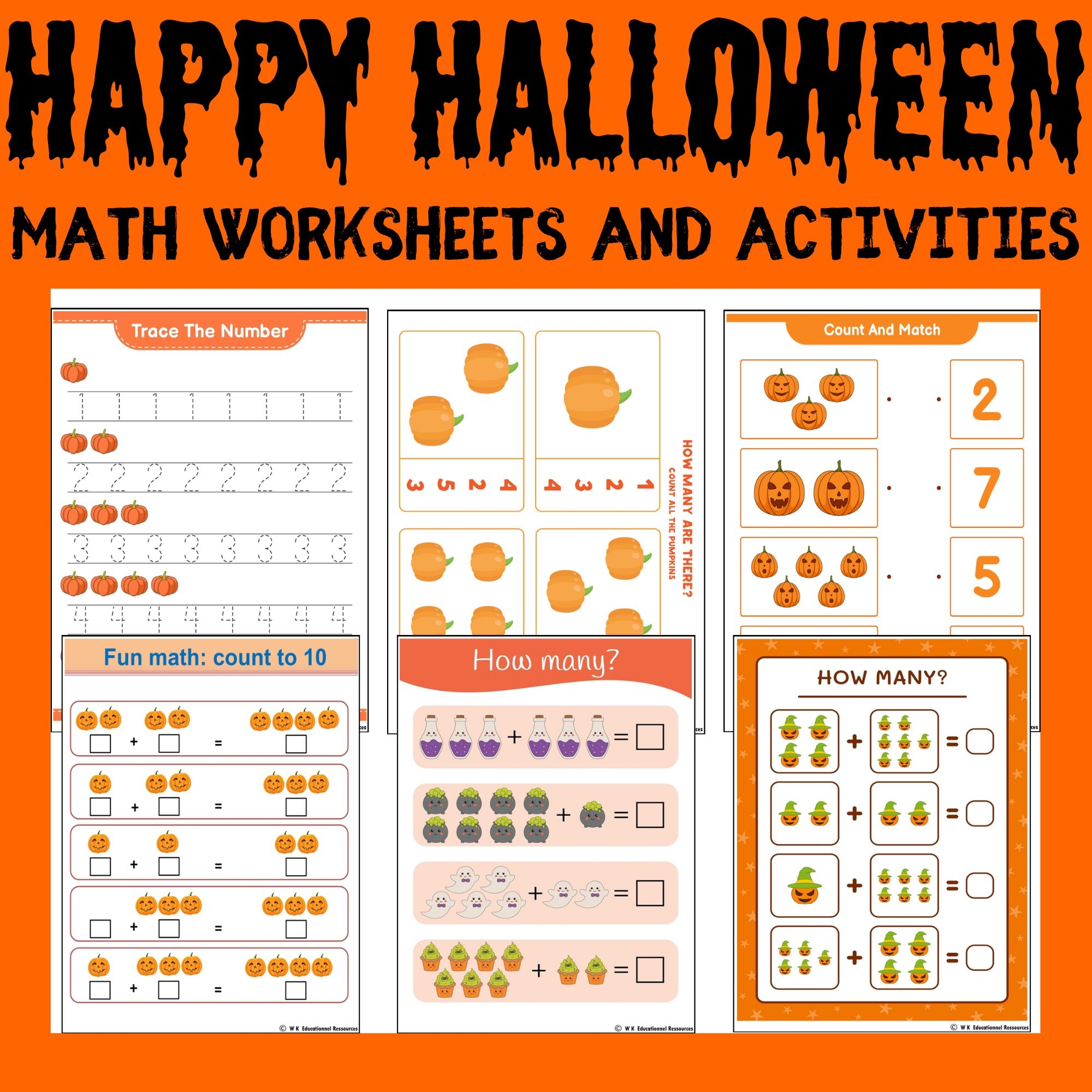 Happy Halloween Math Worksheets And Activities Addition Subtraction Numbers Made By Teachers