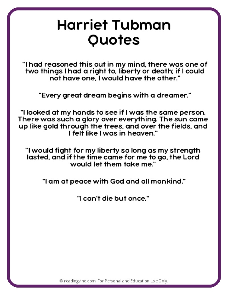 Harriet Tubman Quotes Free Printable PDF Posters