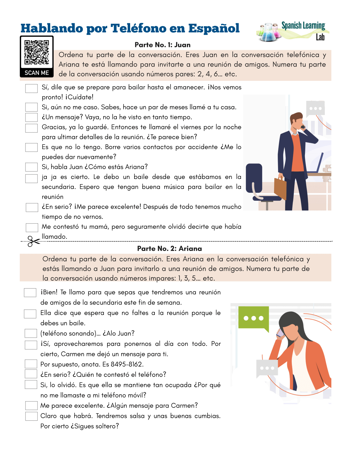 Having A Phone Conversation In Spanish PDF Worksheet Spanish Learning Lab Having A Phone Conversation In Spanish PDF Worksheet Spanish Learning Lab