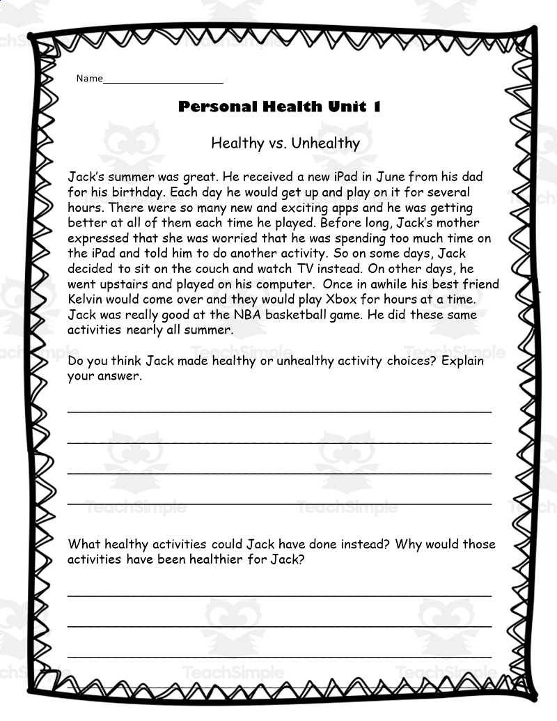Health 3rd Grade Unit 1 Personal Health By Teach Simple