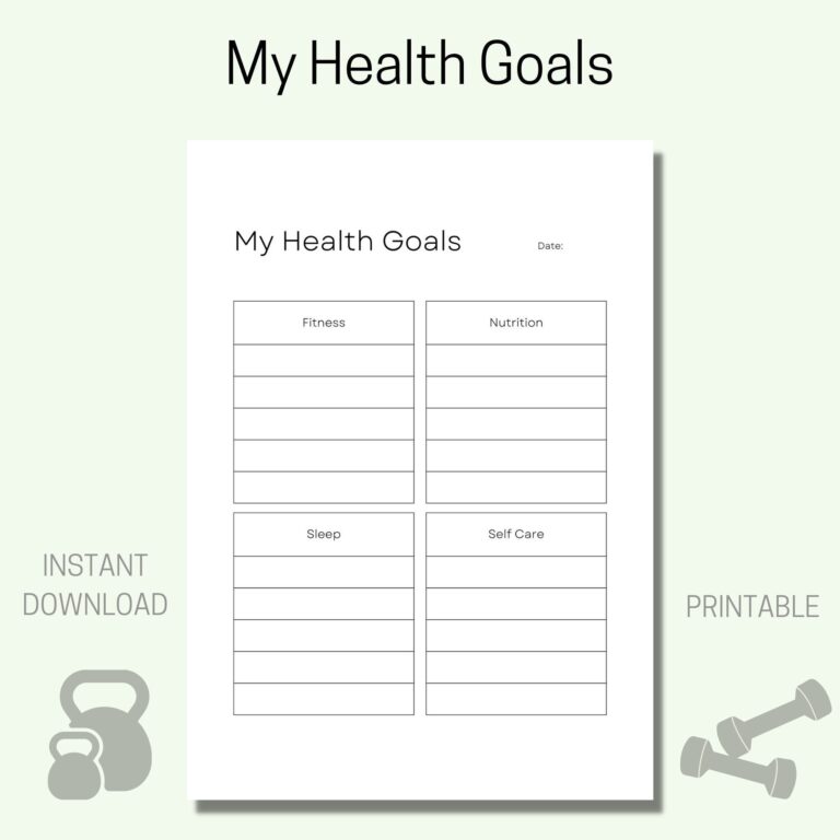 Health Fitness Goal Planner SMART Goals Worksheet digital Download Etsy