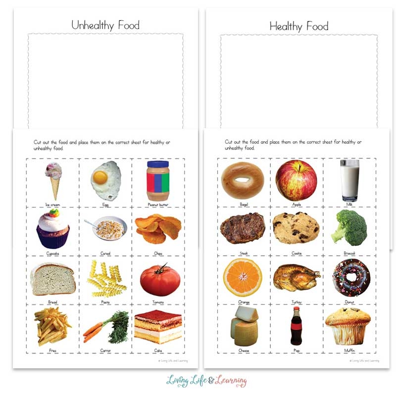 Healthy And Unhealthy Food Sorting Worksheet Teaching Kids Nutrition