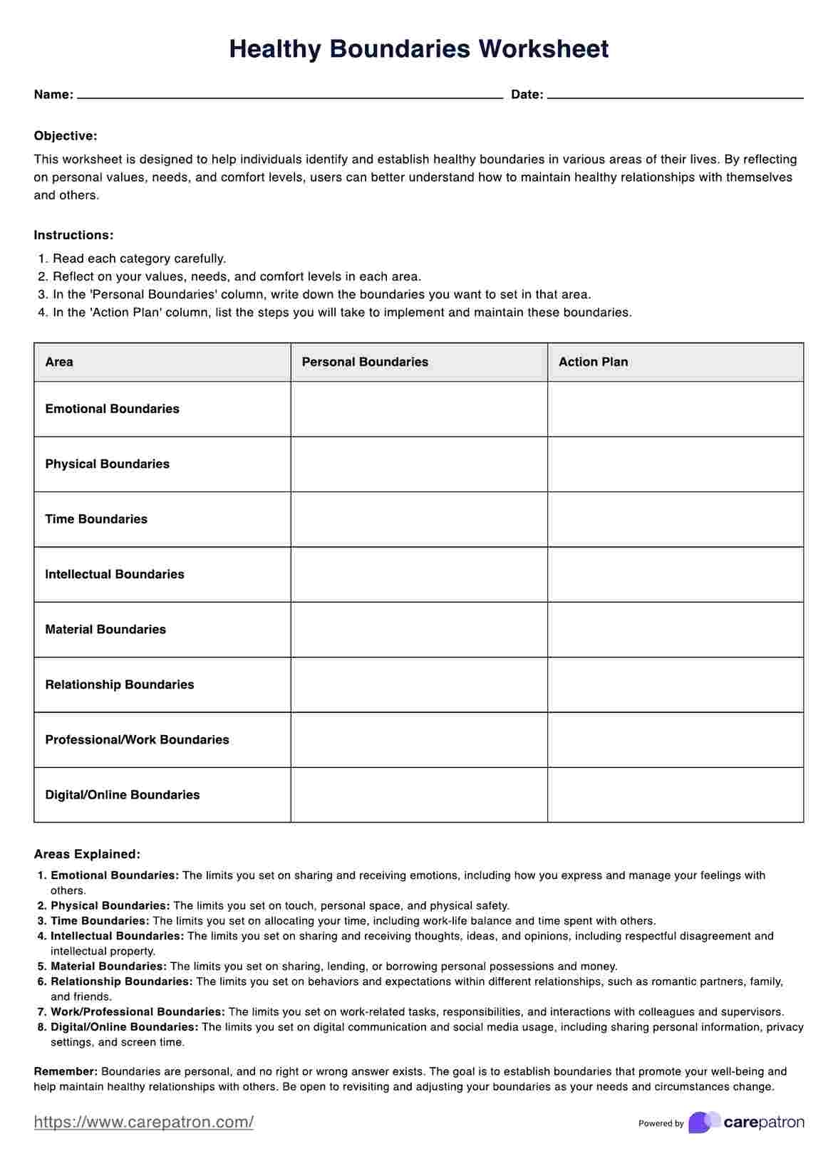 Healthy Boundaries Worksheet Example Free PDF Download Healthy Boundaries Worksheet Example Free PDF Download