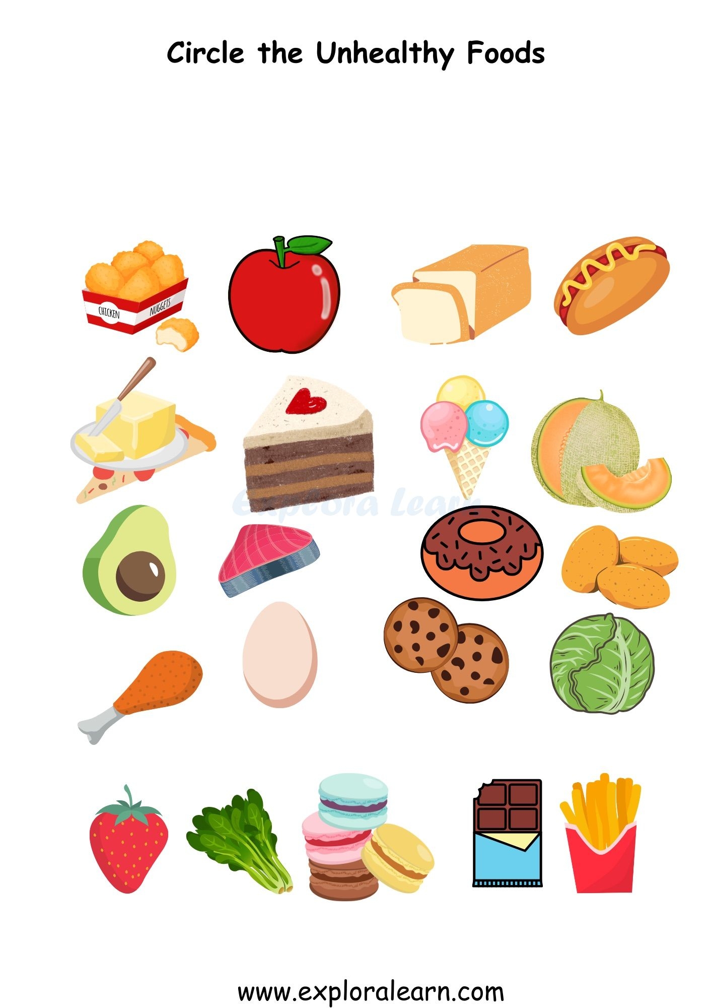 Healthy Unhealthy Food Worksheets For Preschool And Kindergarten 2 To 6 Years Kids