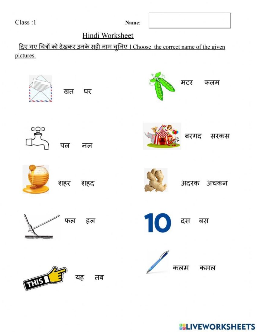 Hindi Worksheet Worksheet For Grade 1 Worksheets Library