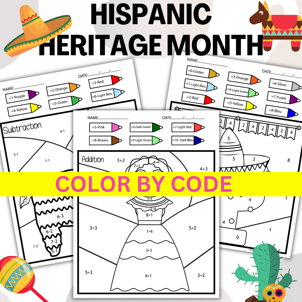 Hispanic Heritage Month Coloring Pages Color By Numbers Made Hispanic Heritage Month Coloring Pages Color By Numbers Made