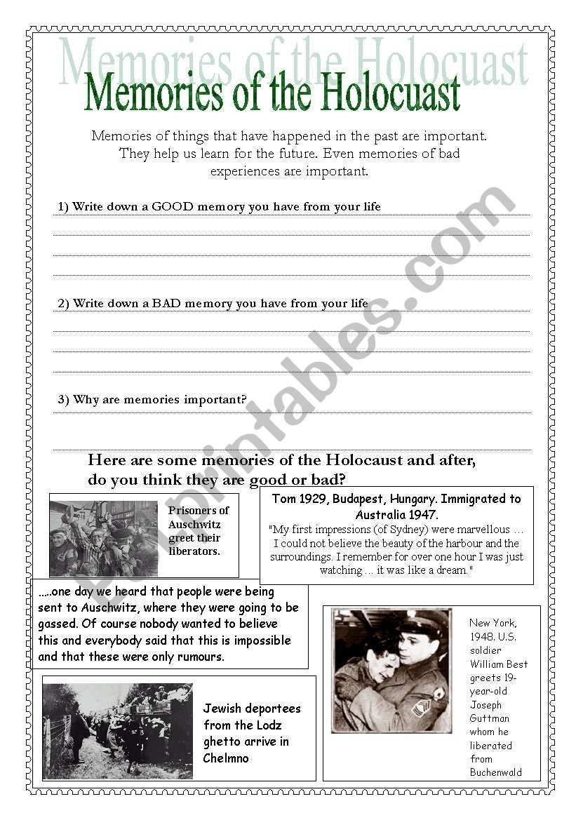 Holocaust Sheet ESL Worksheet By Francescassidy Holocaust Sheet ESL Worksheet By Francescassidy