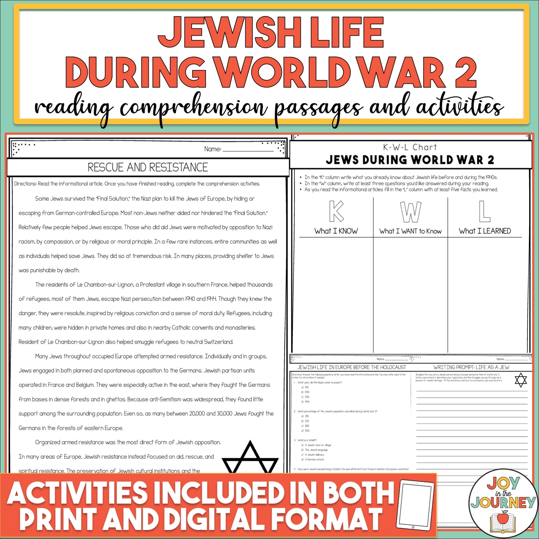 Holocaust World War 2 Reading Comprehension Joy In The Journey Holocaust World War 2 Reading Comprehension Joy In The Journey