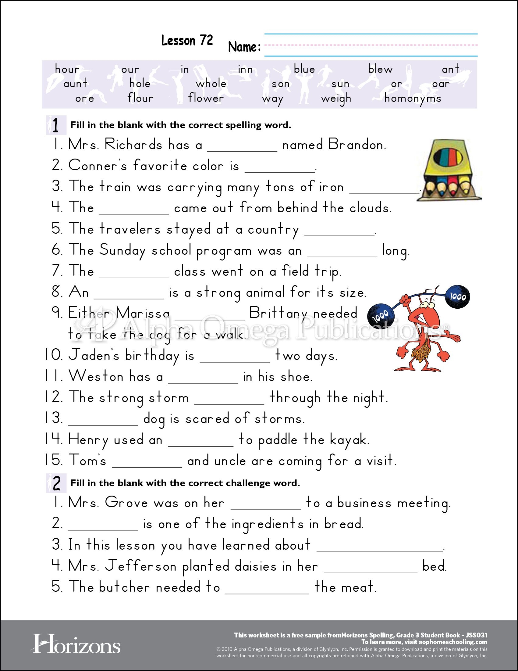 Homeschool Free Printable Worksheets