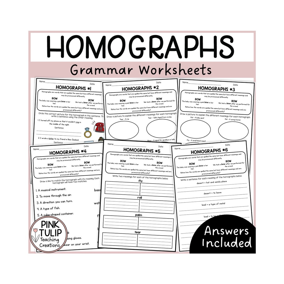 Homographs Worksheet Pack With Answers Etsy Homographs Worksheet Pack With Answers Etsy