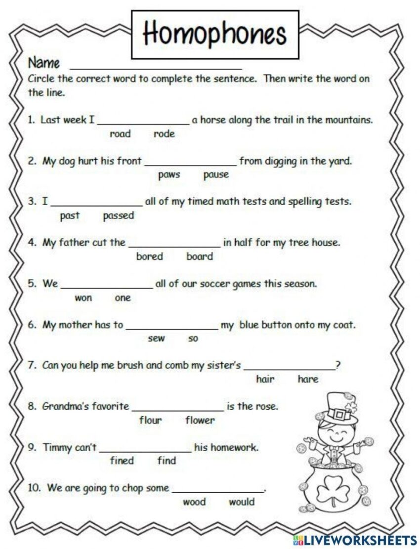 Homophones Worksheet For 3 Worksheets Library