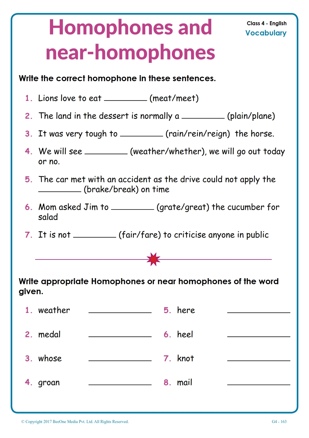 Homophones Worksheets Grade 4 Grade1to6 Worksheets Library Homophones Worksheets Grade 4 Grade1to6 Worksheets Library