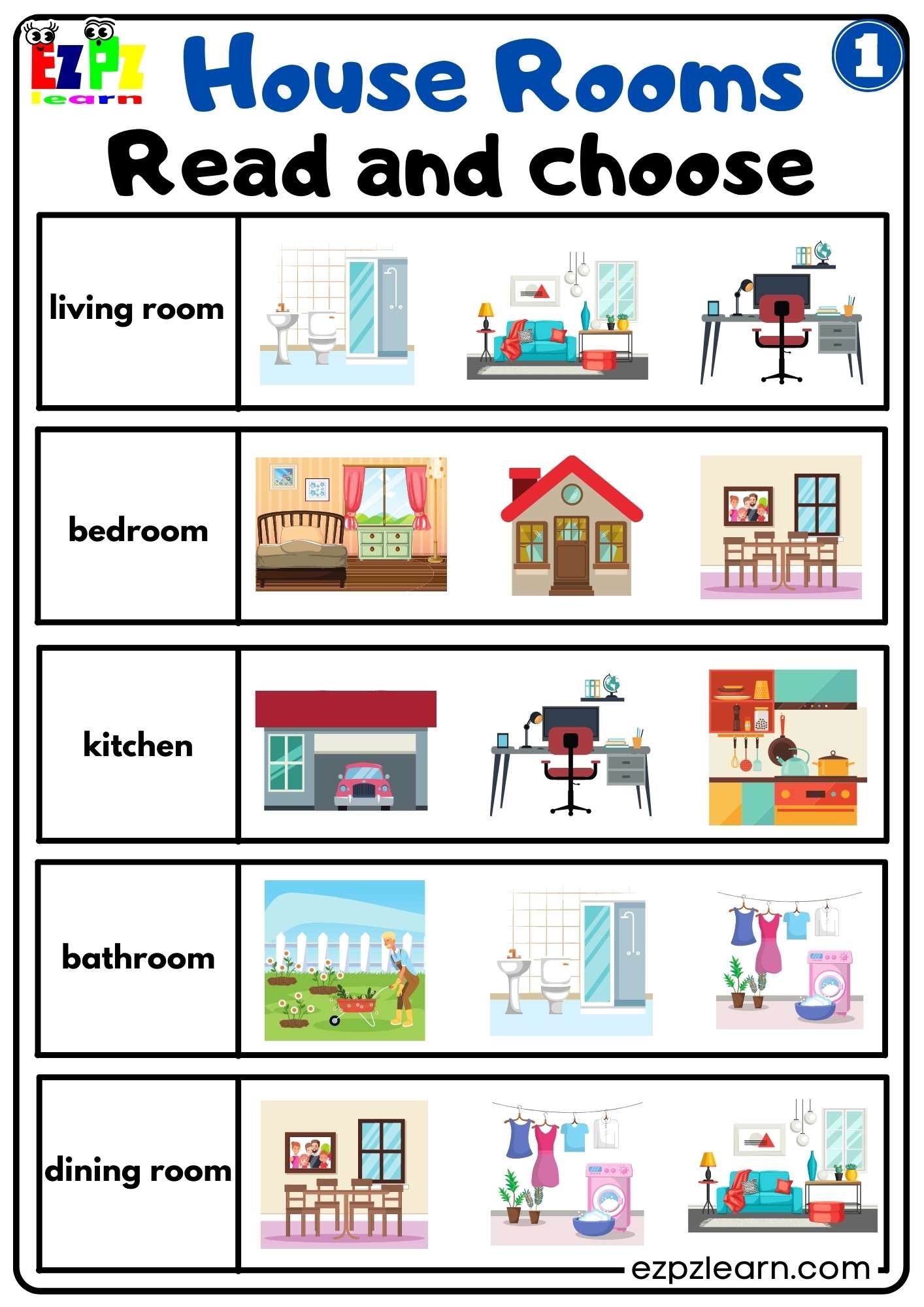 House Rooms Vocabulary Read And Choose Activity For Homeschool K5 House Rooms Vocabulary Read And Choose Activity For Homeschool K5