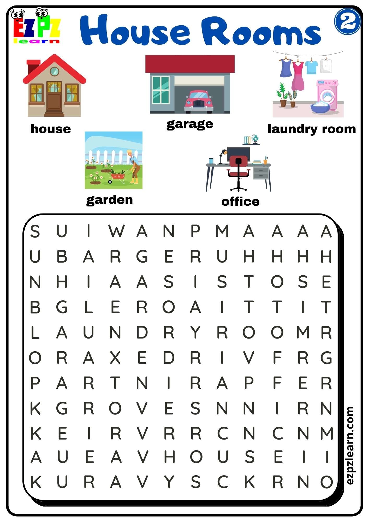 House Rooms Vocabulary Words Search Activity For Homeschool K5 And House Rooms Vocabulary Words Search Activity For Homeschool K5 And