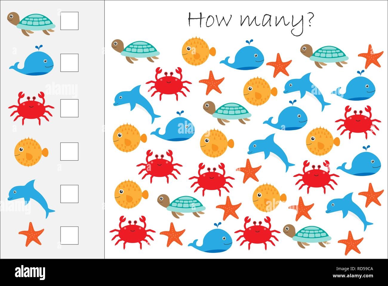 How Many Counting Game With Ocean Animals For Kids Educational Maths Task For The Development Of Logical Thinking Preschool Worksheet Activity Coun Stock Vector Image U0026 Art Alamy How Many Counting Game With Ocean Animals For Kids Educational Maths Task For The Development Of Logical Thinking Preschool Worksheet Activity Coun Stock Vector Image U0026 Art Alamy