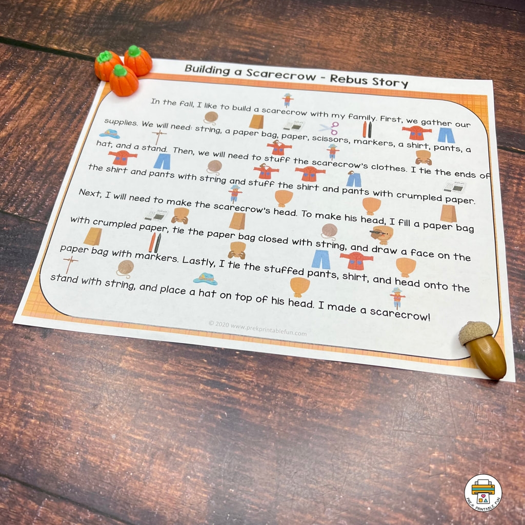 I Can Build Scarecrow Preschool Literacy Set Rebus Story Pre K Printable Fun I Can Build Scarecrow Preschool Literacy Set Rebus Story Pre K Printable Fun