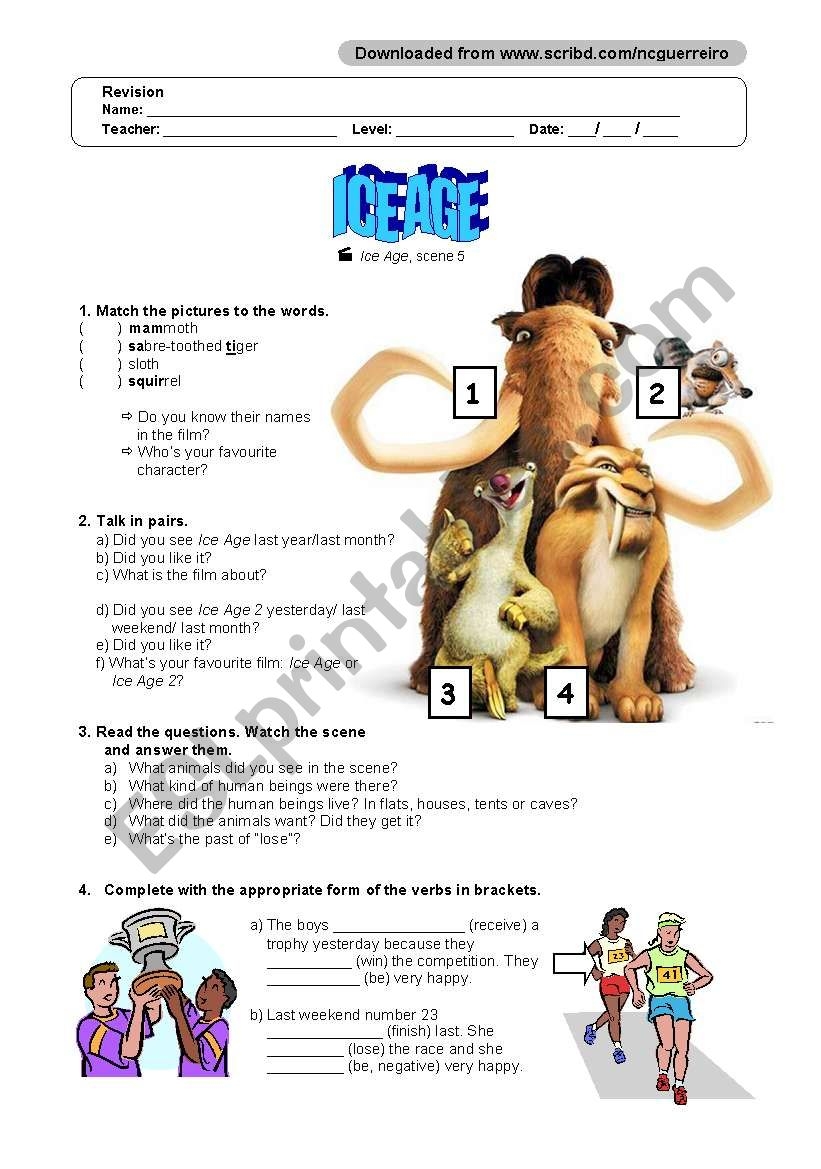Ice Age ESL Worksheet By Ncguerreiro Ice Age ESL Worksheet By Ncguerreiro
