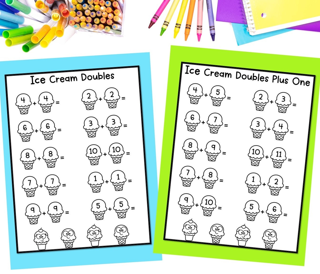 Ice Cream Doubles Math Worksheet Digital Download Math Elementary Math Printable Activity Math Activity No Prep Math Facts Etsy