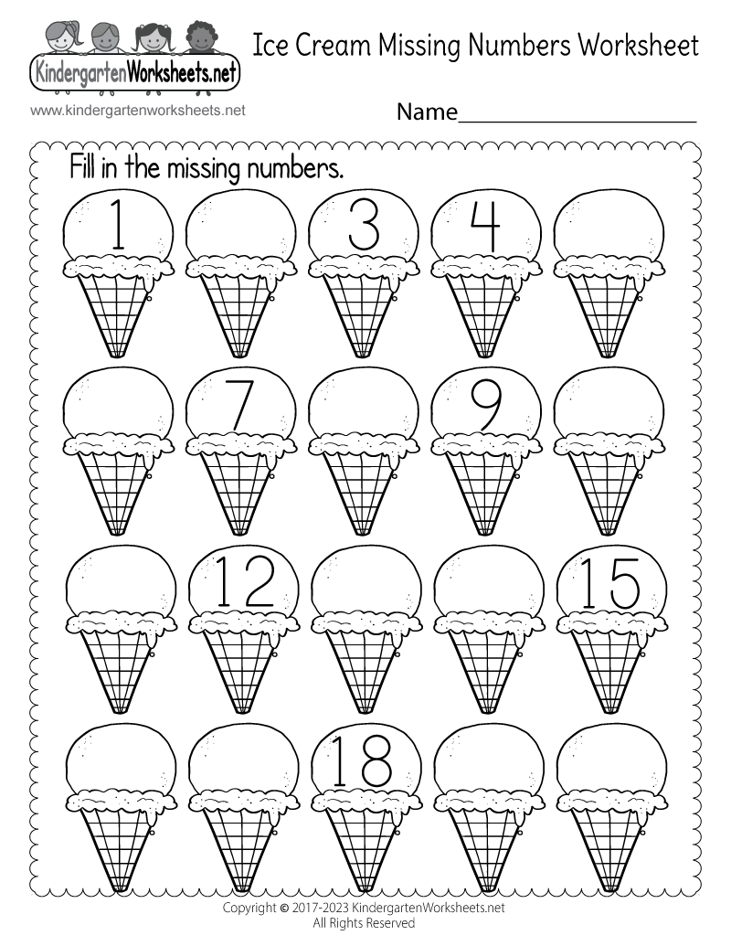 Ice Cream Missing Numbers 1 20 Worksheet Free Printable Digital U0026 PDF