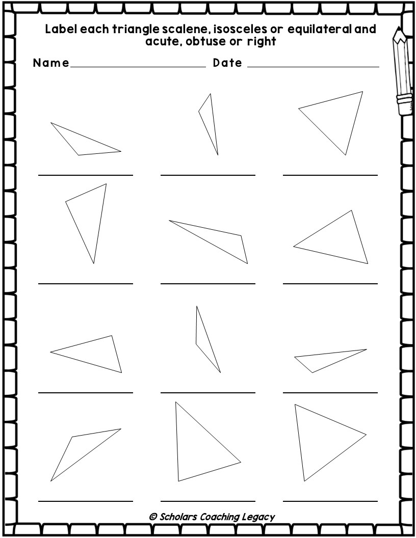 Printable Types Of Triangles Worksheet Printable Types Of Triangles Worksheet