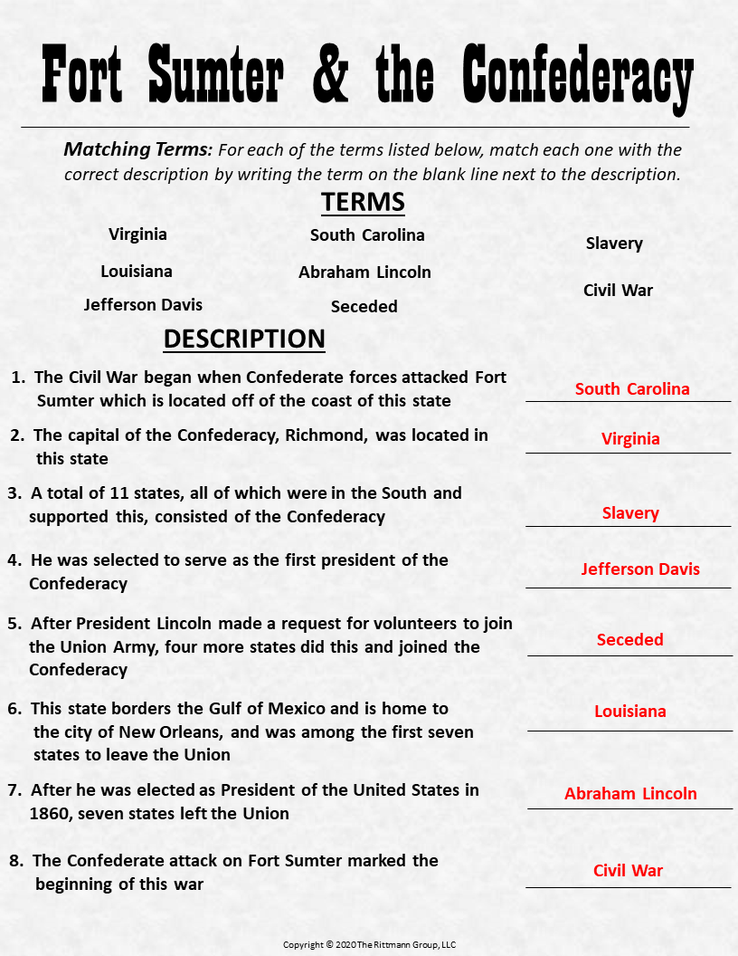 Civil War Printable Worksheets Civil War Printable Worksheets