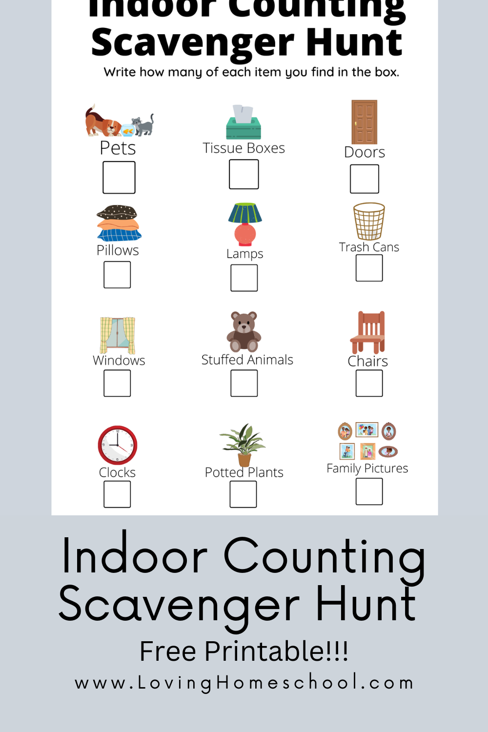 Indoor Counting Scavenger Hunt LovingHomeschool Indoor Counting Scavenger Hunt LovingHomeschool