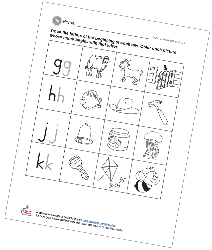 Initial Consonants G Through K Free Printable Carson Dellosa Worksheets Library Initial Consonants G Through K Free Printable Carson Dellosa Worksheets Library