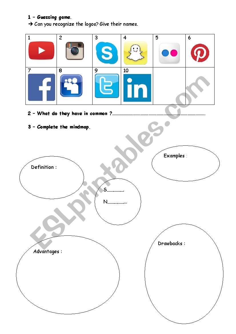 Printable Social Media Worksheet Pdf