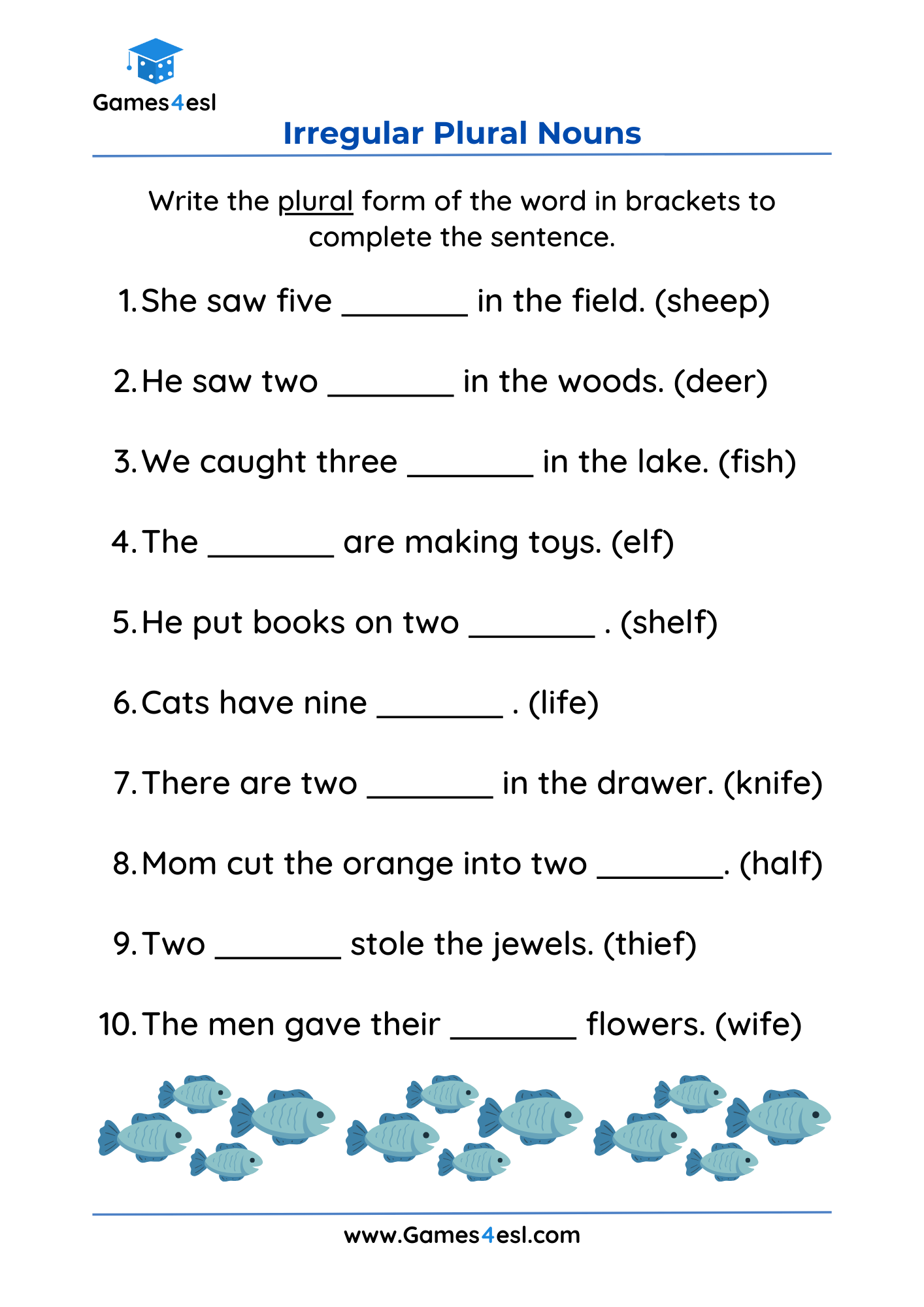 Irregular Plural Noun Worksheets Games4esl