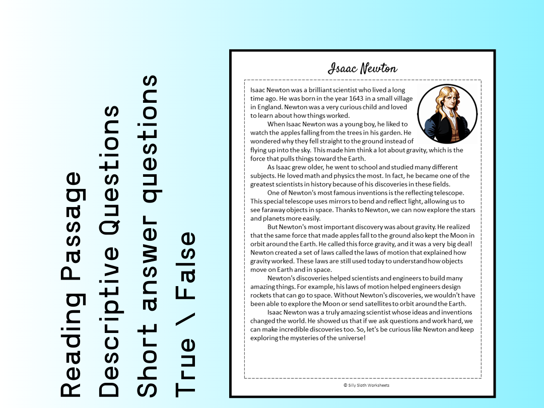 Isaac Newton Biography Reading Comprehension Passage Printable Worksheet PDF Teaching Resources Isaac Newton Biography Reading Comprehension Passage Printable Worksheet PDF Teaching Resources