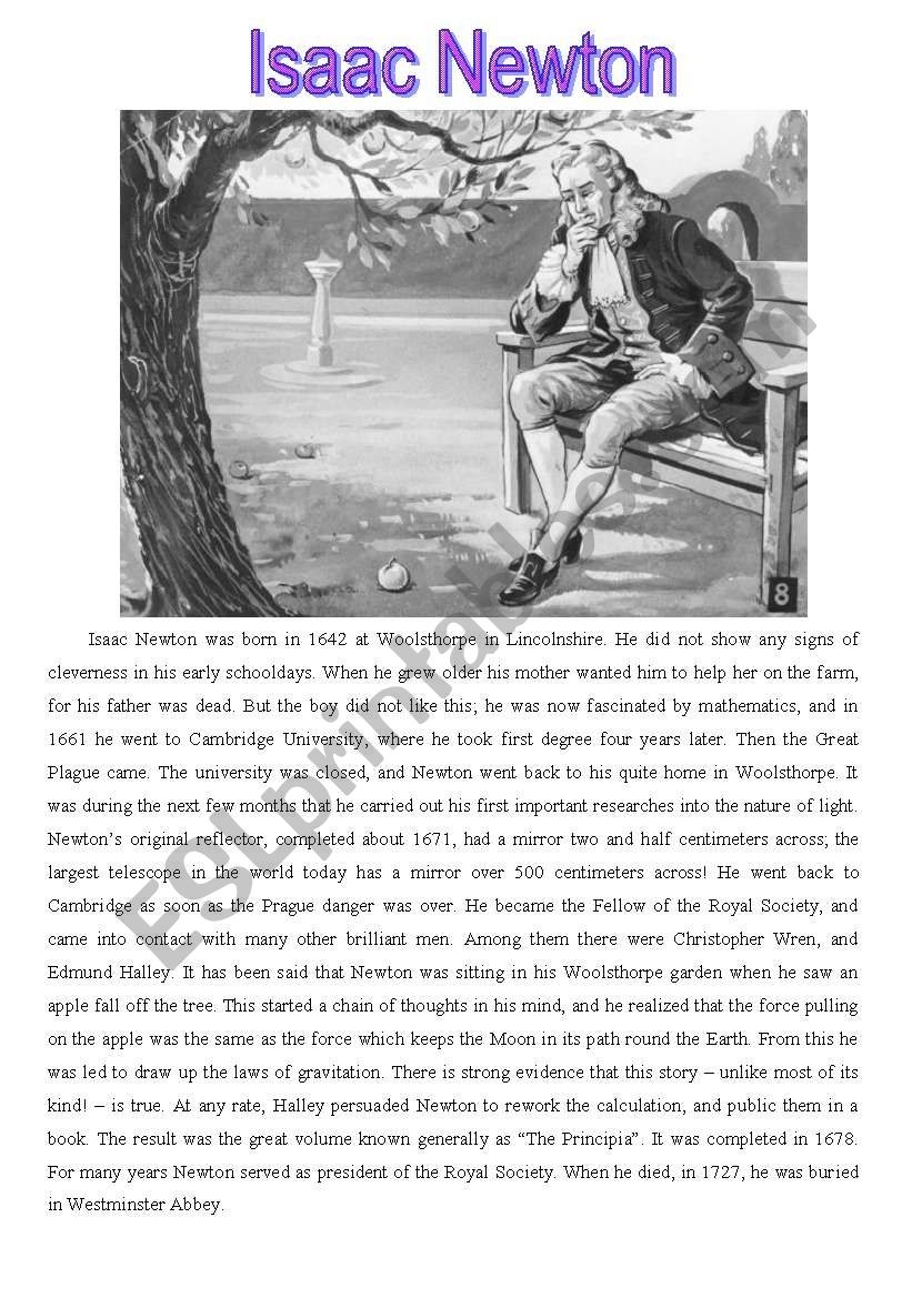 Isaac Newton ESL Worksheet By Advokat1794 Isaac Newton ESL Worksheet By Advokat1794