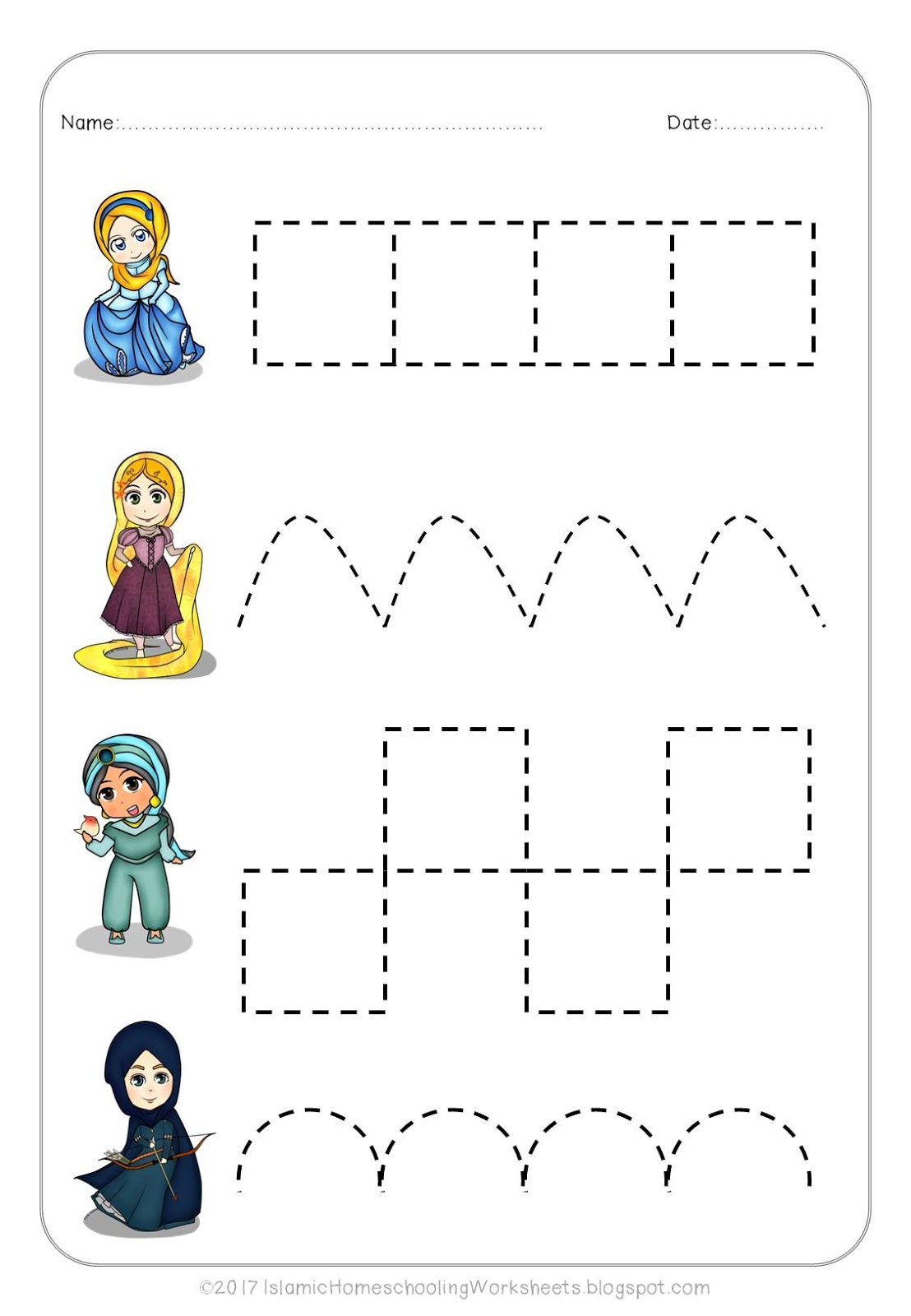 Islamic Homeschooling Worksheets FREE Disney Princess Preschool Pack Islamic Version