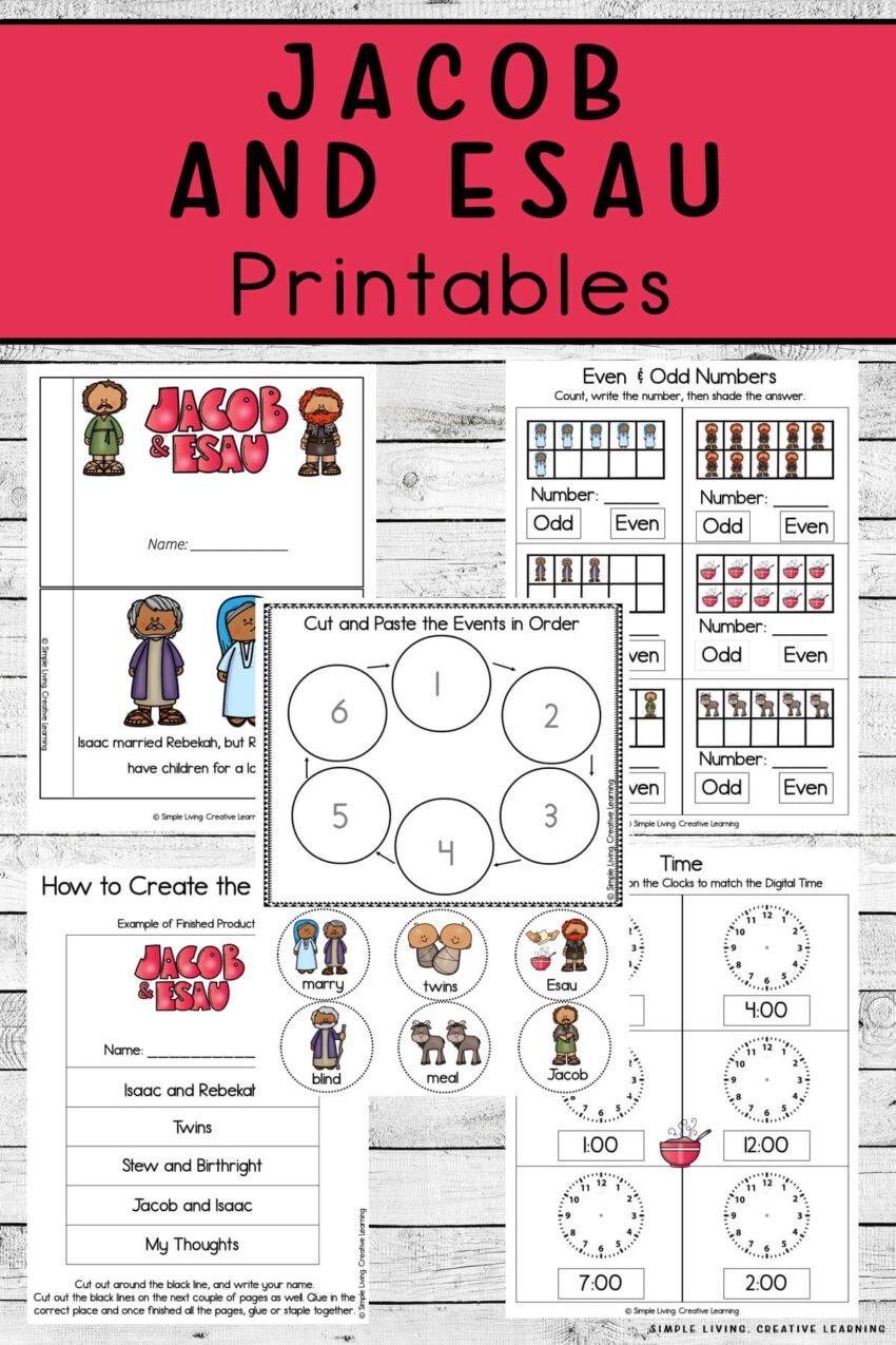 Jacob And Esau Printables Simple Living Creative Learning