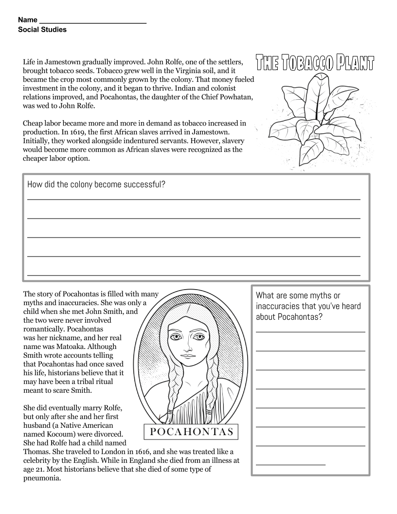Jamestown Worksheet For Kids Worksheets Library Jamestown Worksheet For Kids Worksheets Library
