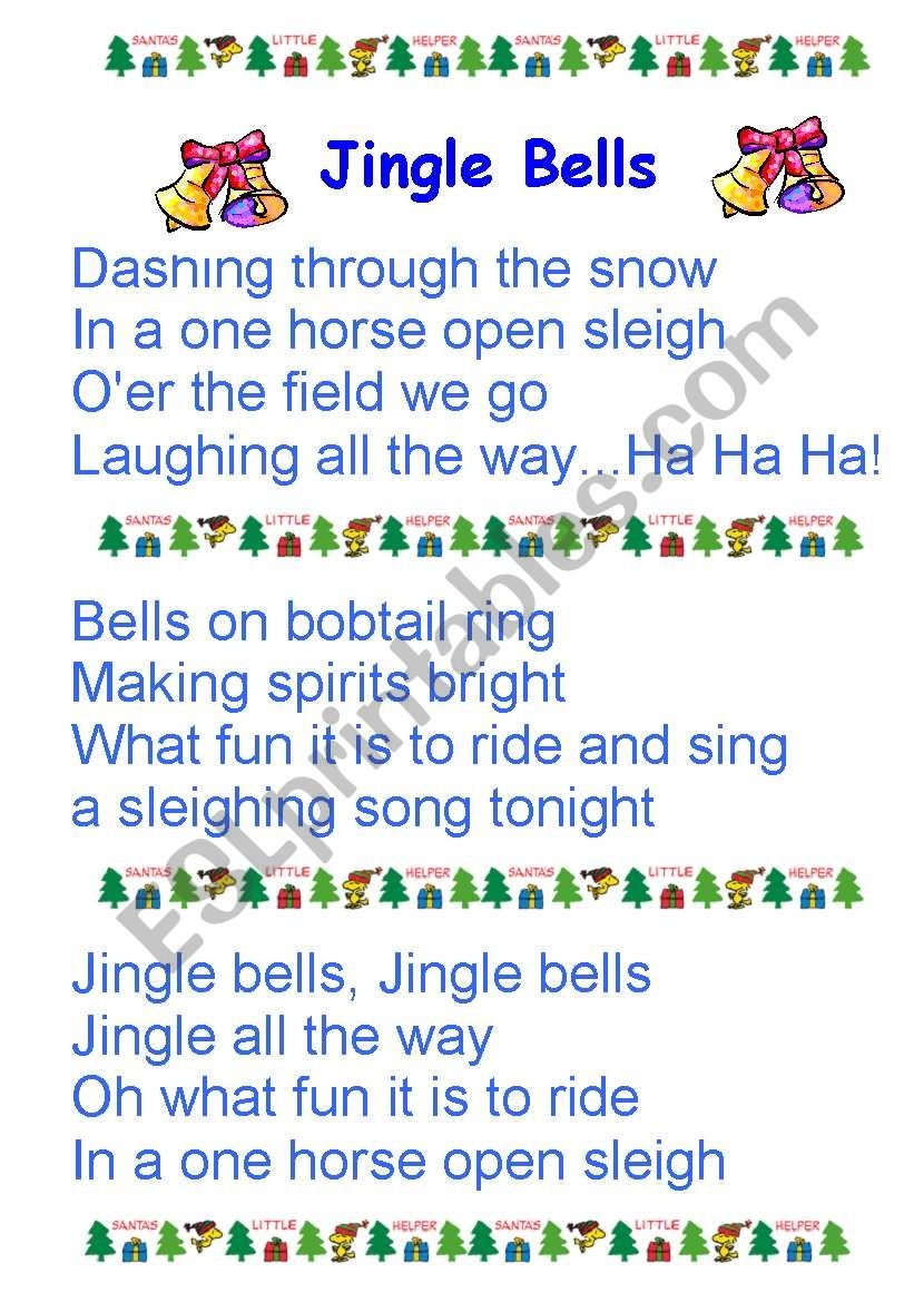 Jingle Bells ESL Worksheet By Fatfatrea Jingle Bells ESL Worksheet By Fatfatrea