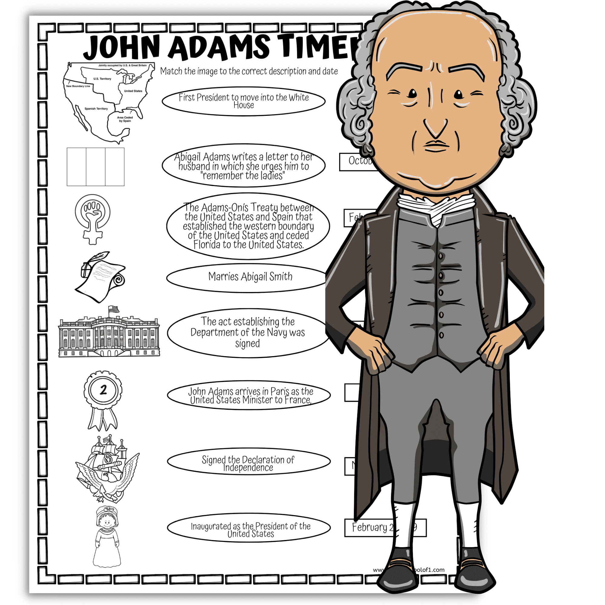 John Adams Worksheets Printable Unit Study For Kids