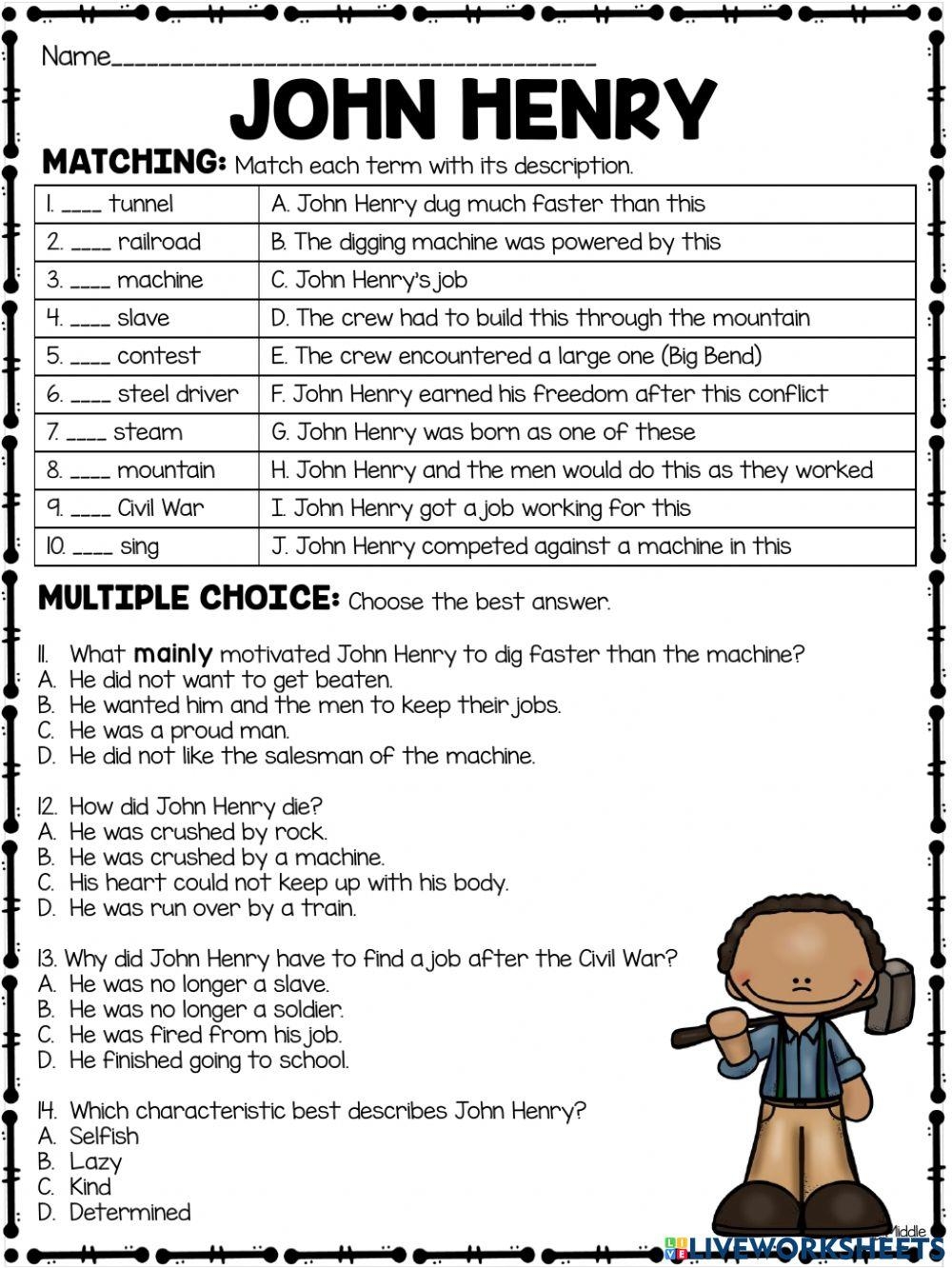John Henry Printable Worksheets John Henry Printable Worksheets