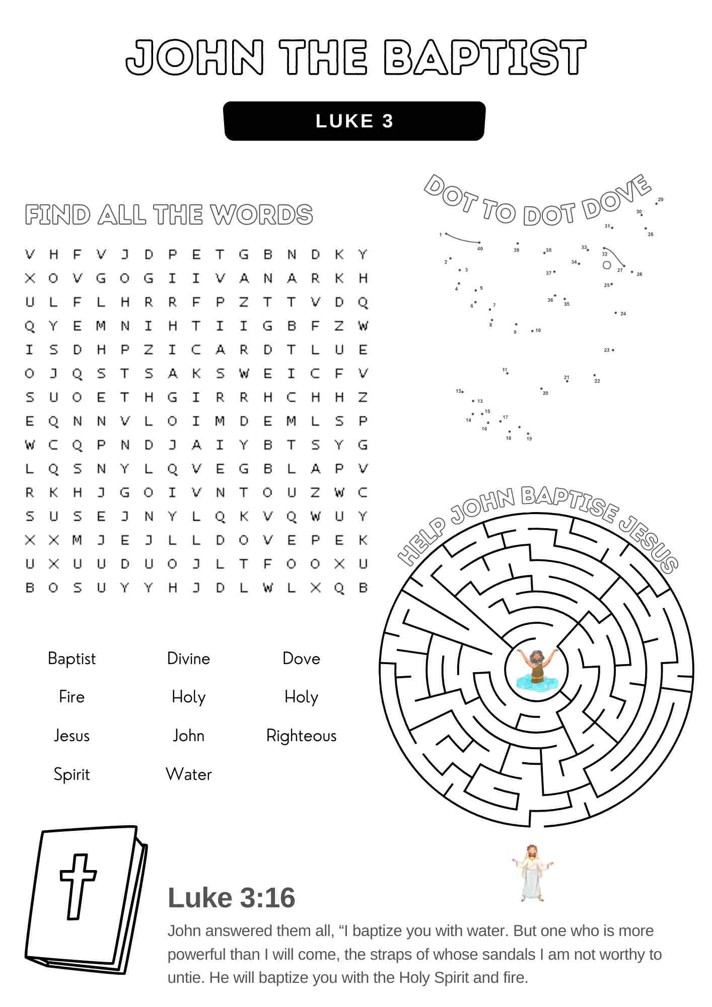 John The Baptist Multi Activity Sheet Free Bible Worksheets John The Baptist Multi Activity Sheet Free Bible Worksheets