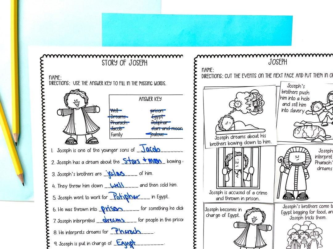 Joseph Printable Activity Sheets Craft For Sunday School Or Bible Class Print And Go Bible Lesson For Elementary Students Etsy