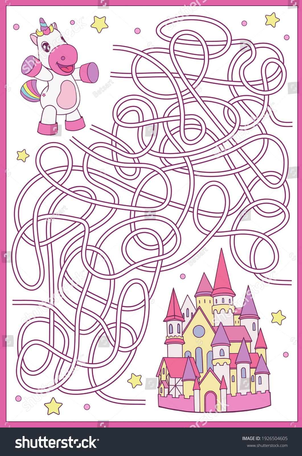 Kids Game Cute Unicorn Maze Puzzle Stock Vector Royalty Free 1926504605 Shutterstock